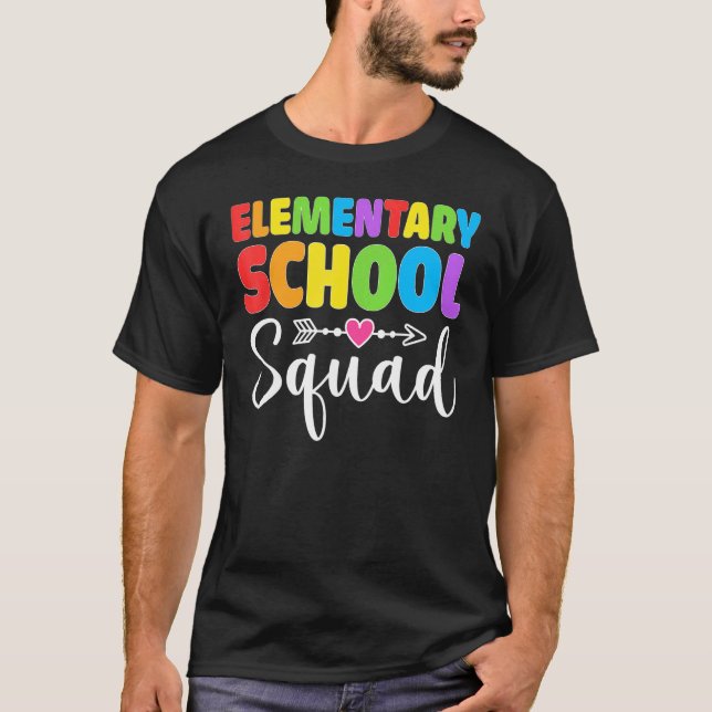 Elementary School Squad Teacher Student Team Back  T-Shirt (Front)