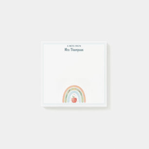 Elementary School Teacher Cute Apple Rainbow Post-it Notes