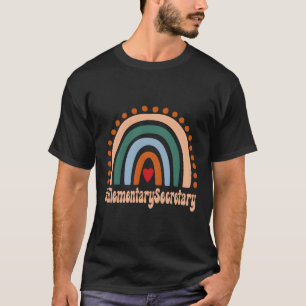 Elementary Secretary Rainbow Appreciation Day Back T-Shirt