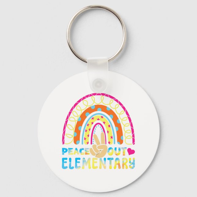 Elementary Student Bye Schools Out Last Cl Summer  Keychain (Front)