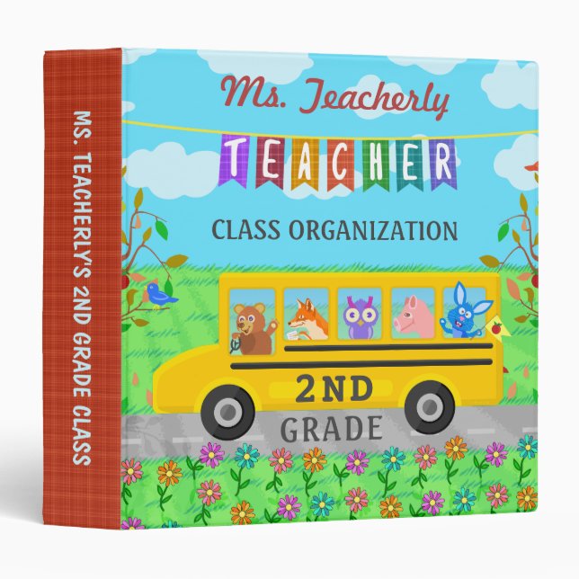 Elementary Teacher Class Organization | Cute Bus Binder (Front/Spine)