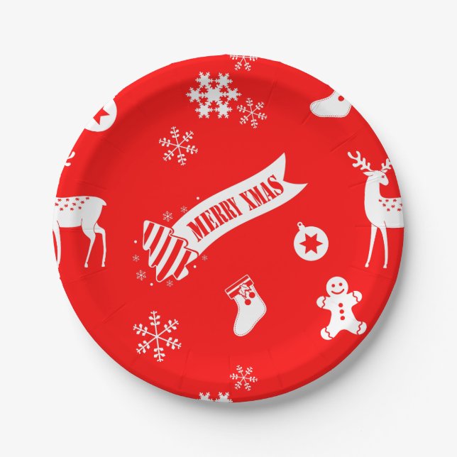 Elements of Christmas Red Paper Plates (Front)