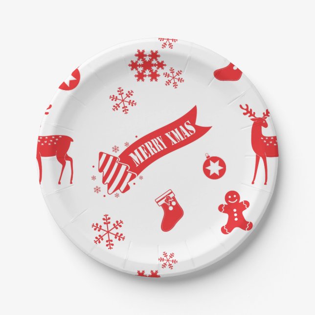 Elements of Christmas White Paper Plates (Front)
