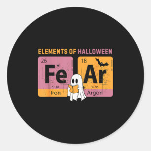 Elements Of Halloween Fear Periodically Halloween  Classic Round Sticker
