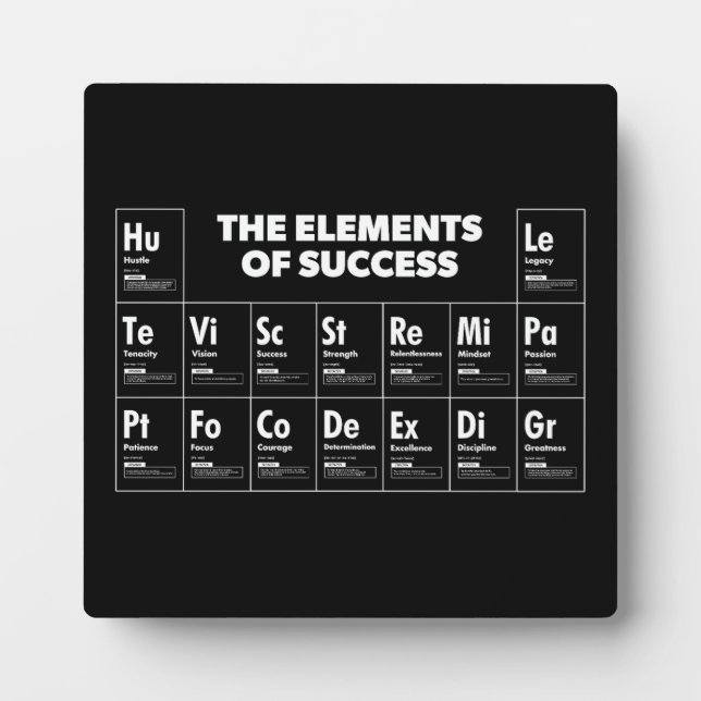Elements Of Success Periodic Table, Gym, Hustle Plaque (Front)