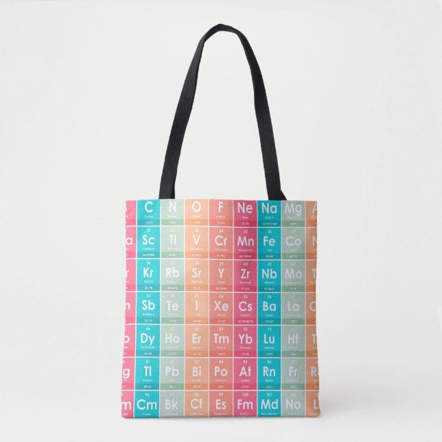 Elements of the Periodic Table Colourful Pattern  Tote Bag (Front)