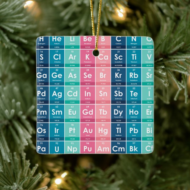 Elements of the Periodic Table Pattern Ceramic Ornament (Tree)