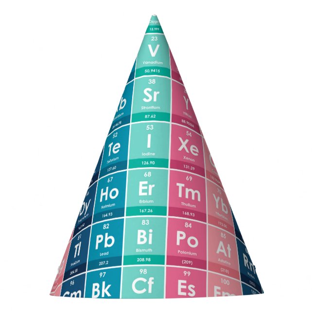 Elements of the Periodic Table Pattern Party Hat (Front)