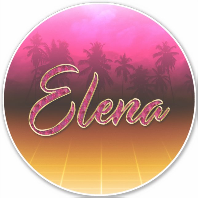 Elena First name golden pink sticker sticker (Front)