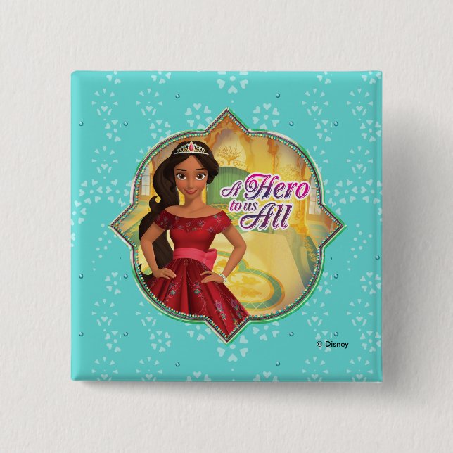 Elena & Isabel | A Hero To Us All 2 Inch Square Button (Front)