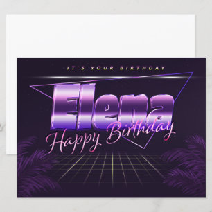 Elena Name First name lila retro card Birthday