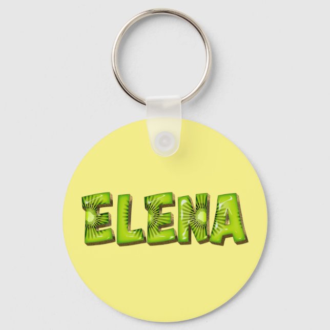 Elena Name Kiwi Design Key Keychain (Front)