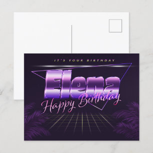Elena prénom carte postale violette anniversaire