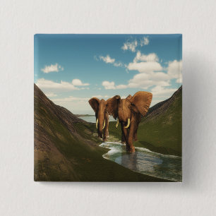 Elephant 2 Inch Square Button