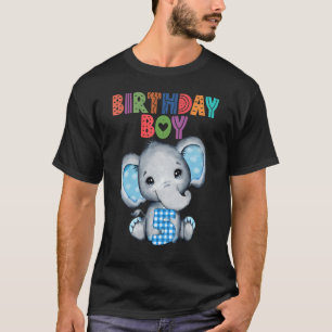 Elephant 5th Birthday Boy Kids 5 Years Old Elephan T-Shirt