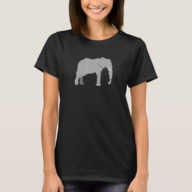 Elephant 8 Bit Pixel Gamer T-Shirt (Front)
