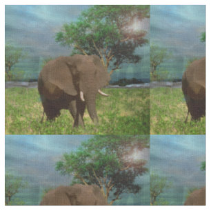 Elephant A Day In Africa, Fabric