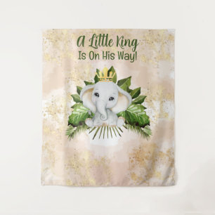 Elephant A Little King Is On His Way Baby Shower Tapestry