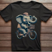 Elephant à vélo T-shirt Retro