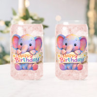 Éléphant adorable, joyeux anniversaire verre givré
