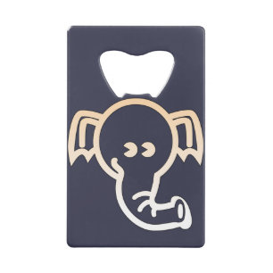 Elephant Aesthetic Stylized cute Line Art Yoga Credit Card Bottle Opener
