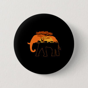 Elephant Africa Animals Trees Earth Day  2 Inch Round Button