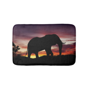 Elephant Africa Safari Sunset Scenery Bath Mat