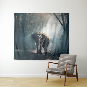 Elephant African Safari Forest Tapestry