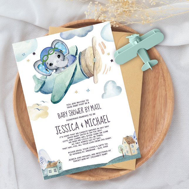 Elephant Airplane | Baby Shower by Mail Invitation (Creator Uploaded)