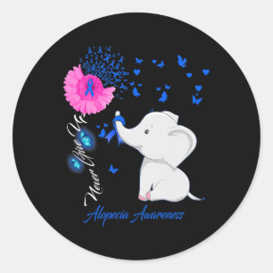 Elephant Alopecia Awareness - Alopecia Ribbon Gift Classic Round Sticker