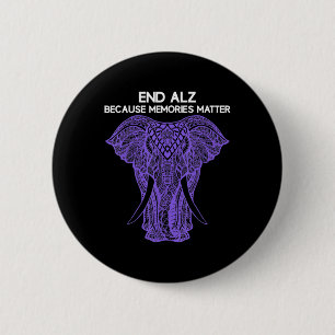 Elephant Alzheimerheimer Awareness Apparel End 2 Inch Round Button