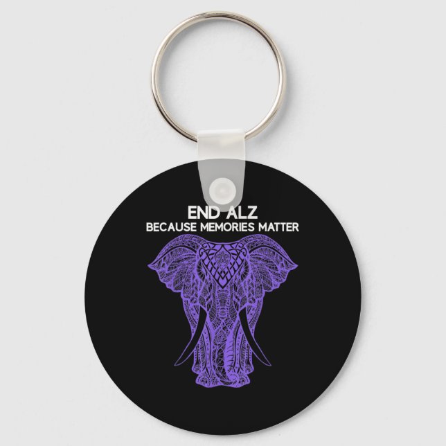 Elephant Alzheimerheimer Awareness Apparel End  Keychain (Front)