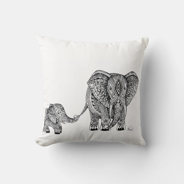 elephant and baby cushion! throw pillow (Front)