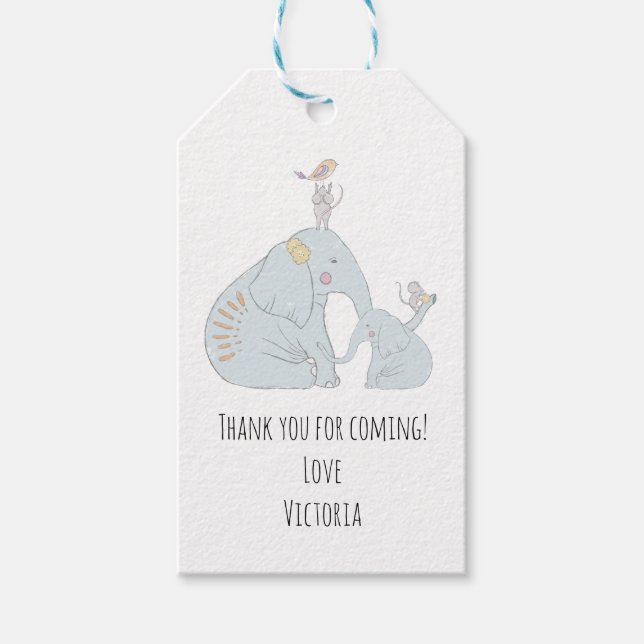 Elephant and baby Favour tags (Front)
