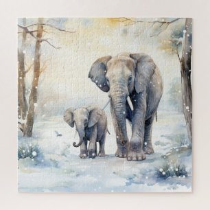 Elephant and Baby Jigsaw Puzzle