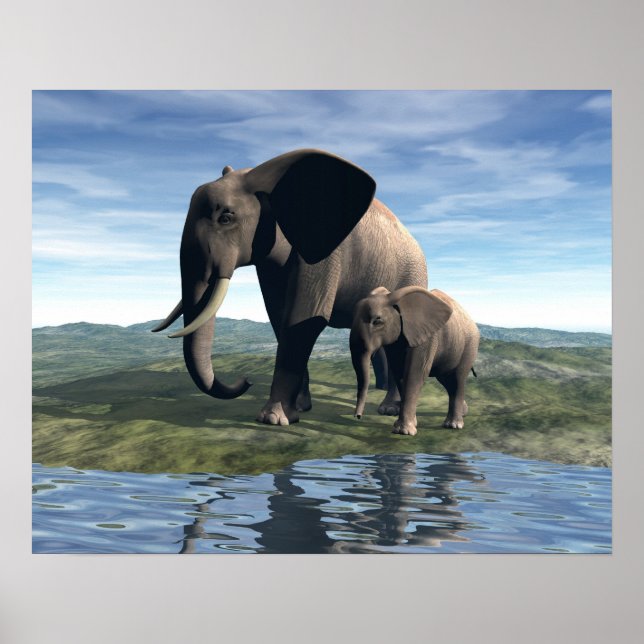 Elephant and Baby Poster (Front)