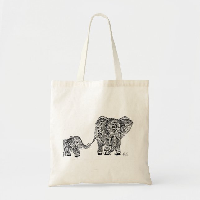Elephant and baby tote (Front)