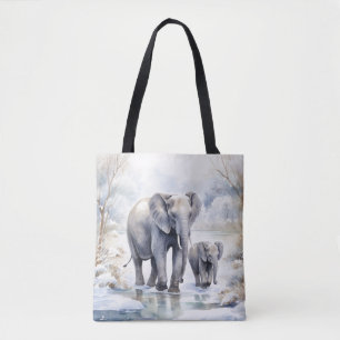 Elephant and Baby Tote Bag
