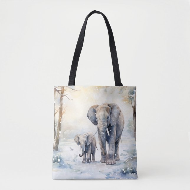 Elephant and Baby Tote Bag (Front)
