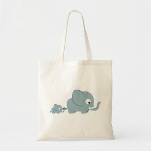 Elephant and Baby Tote Bag