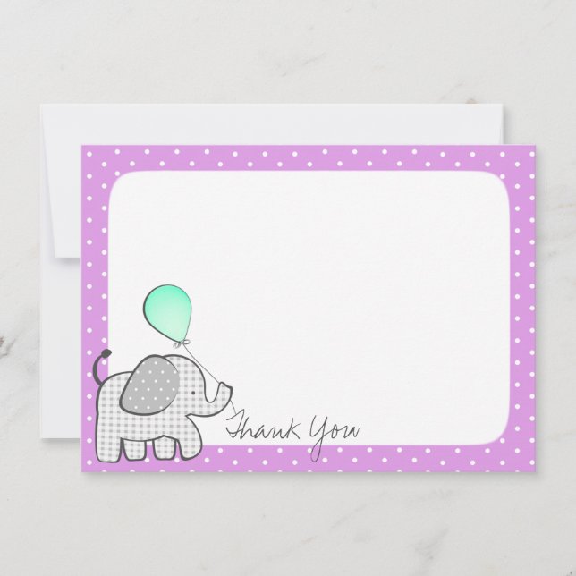 Elephant and Balloons Magenta Thank you (Front)