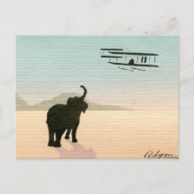 Elephant and Biplane, watercolour, 1910s