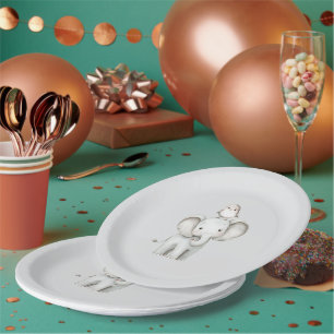 Elephant and Bird Best Friends Birthday Paper Plate