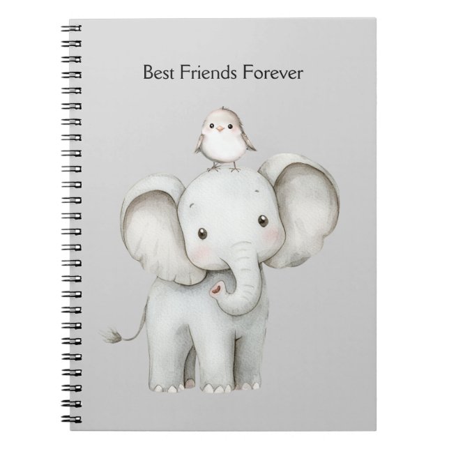 Elephant and Bird Best Friends Forever Notebook (Front)
