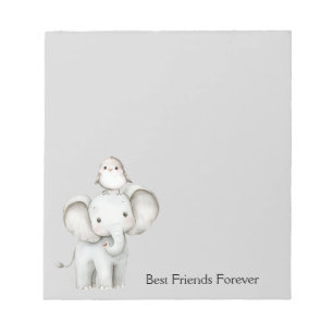 Elephant and Bird Best Friends Notepad