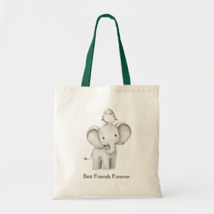 Elephant and Bird Best Friends Tote Bag