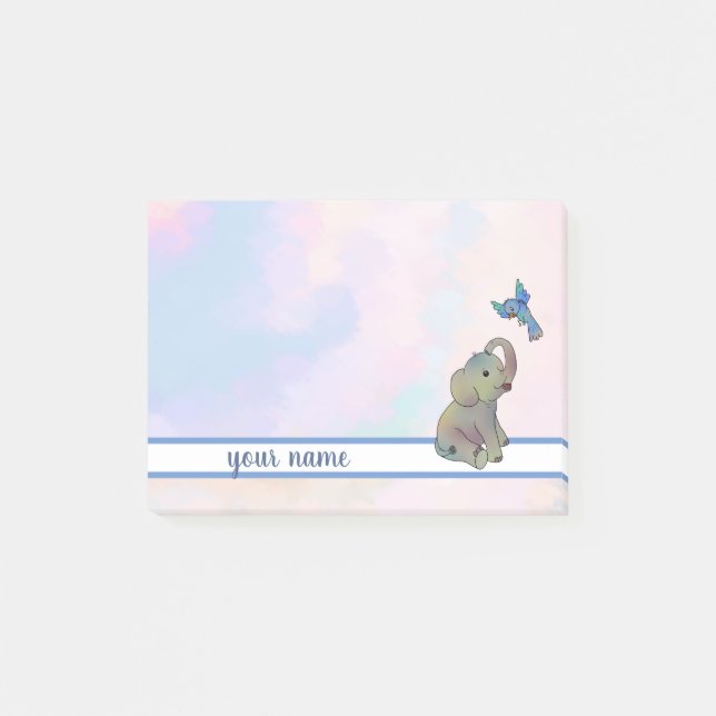 Elephant and bird post-it adhesive notes (Front)