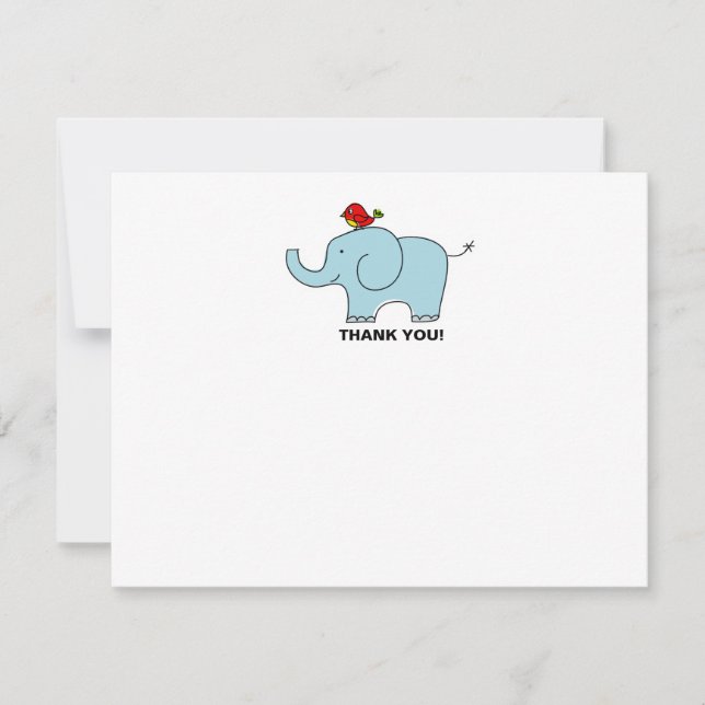 Elephant and Bird Thank You Notecards (Front)