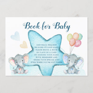 Elephant And Blue Star Books Request Baby Shower Invitation