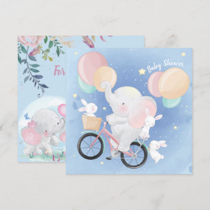 Elephant And Bunnies Baby Shower Invitation